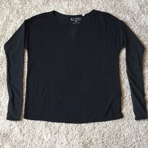 Guess L/S Blk Dolman mesh sleeve. XS